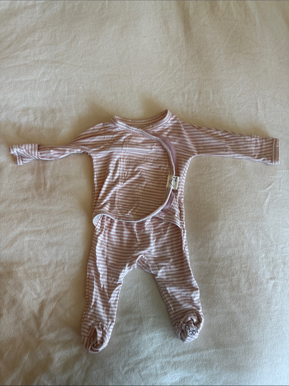 Striped Pink Footed Baby One-Piece Romper